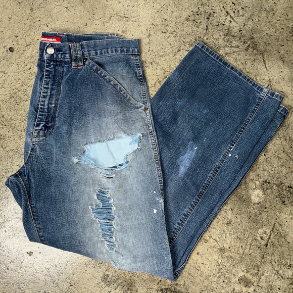 Unionbay flex carpenter jeans thrashed vintage denim size 34 x 32 - Picture 2 of 8